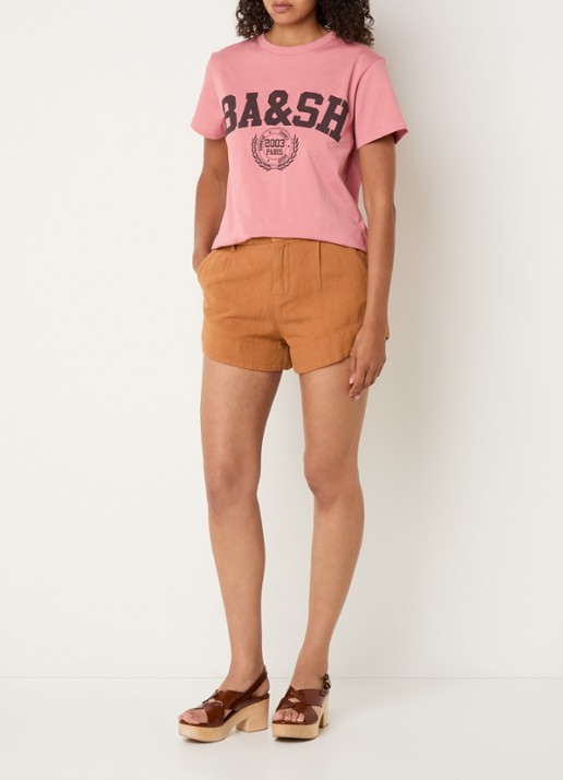 ba&sh Ioni T-shirt met logoprint - voorkant 4 roze