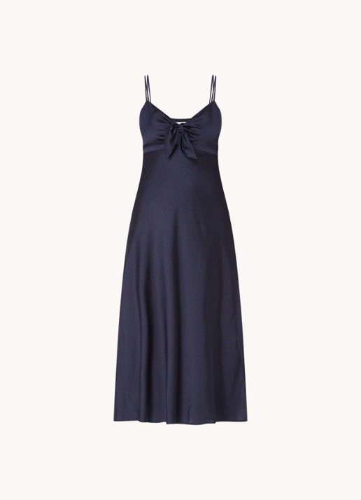 ba&sh Issa midi jurk van satijn - voorkant 4 donkerblauw