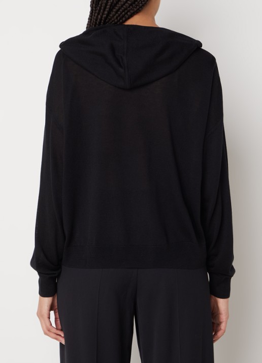 ba&sh Izais fijngebreide hoodie met kangoeroezak - achterkant zwart