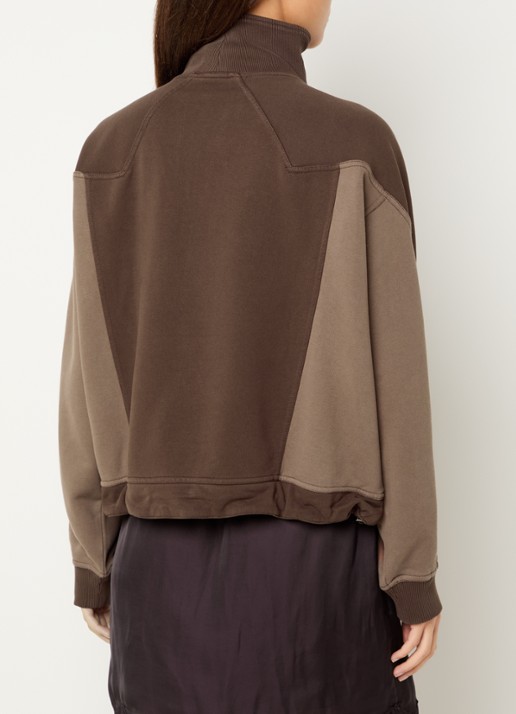 ba&sh Jessy sweater met steekzakken en logoborduring - achterkant chocoladebruin