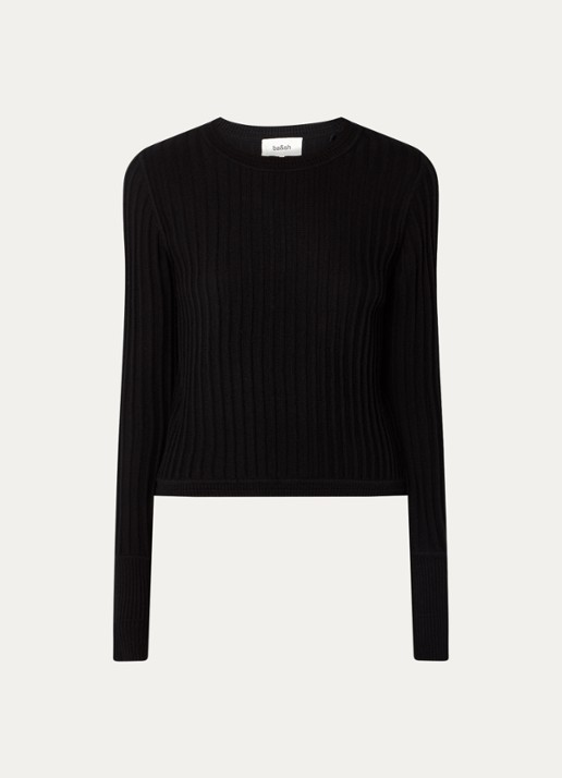 ba&sh Jinie ribgebreide longsleeve in wolblend - voorkant 2 zwart