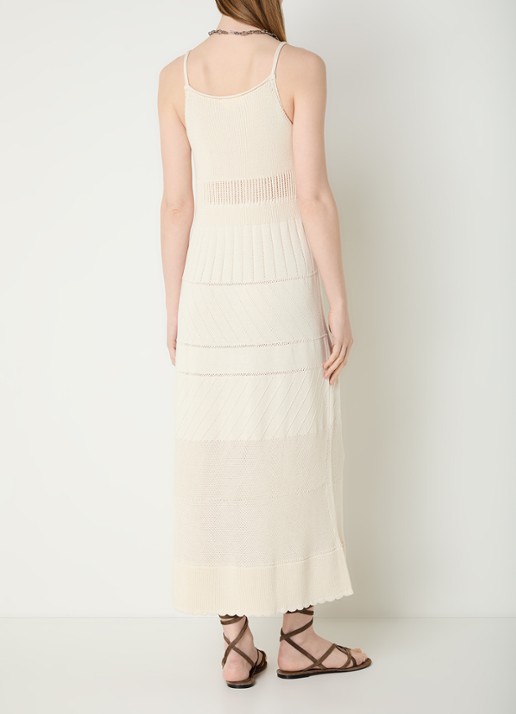 ba&sh Joelle ribgebreide midi jurk met V-hals - achterkant beige