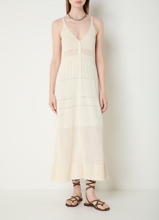ba&sh Joelle ribgebreide midi jurk met V-hals