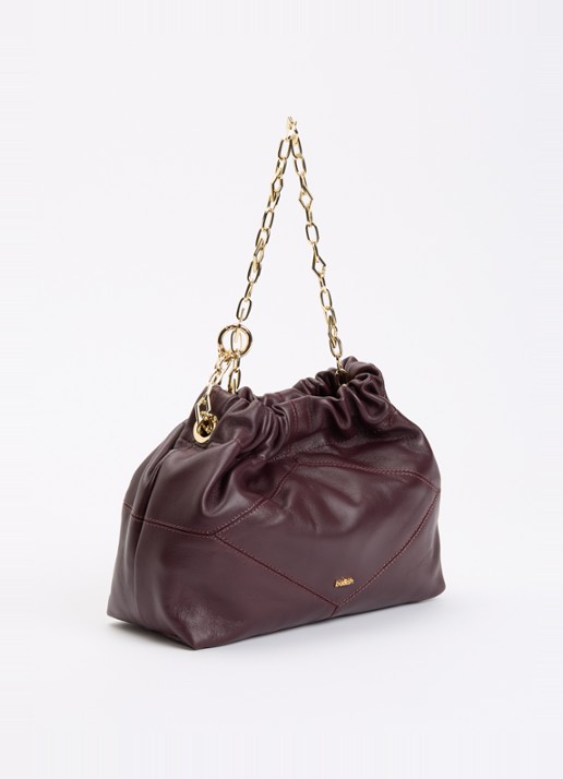 ba&sh June crossbodytas van leer - achterkant 5 aubergine