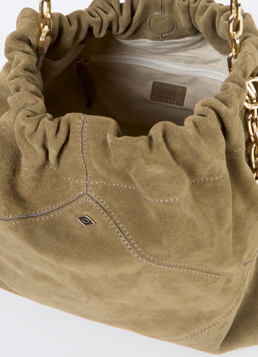 ba&sh June M schoudertas van suède - detail khaki