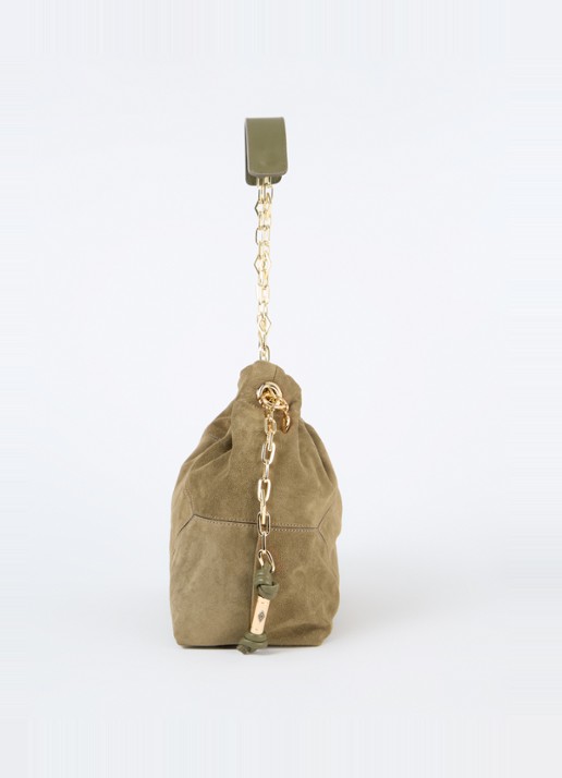 ba&sh June M schoudertas van suède - detail 2 khaki
