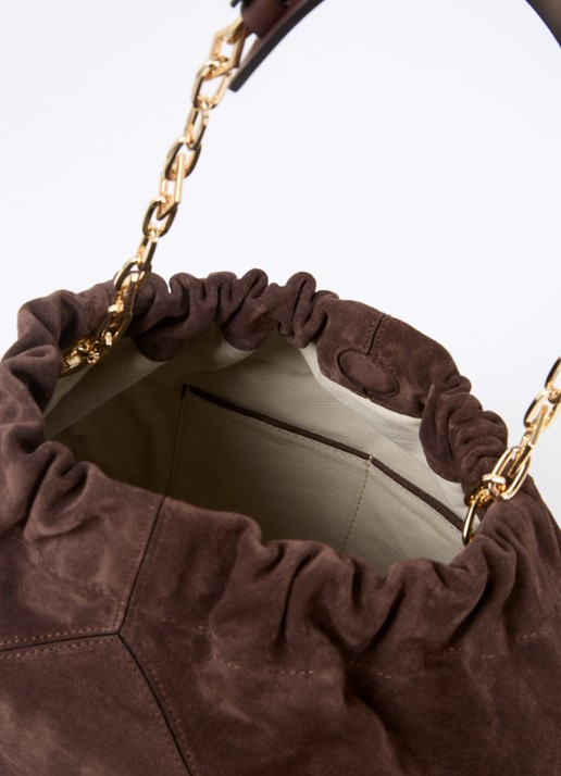 ba&sh June M schoudertas van suède - detail bruin