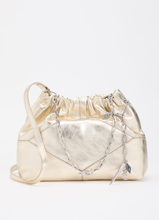 ba&sh June mini schoudertas van lamsleer