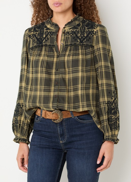 ba&sh Kaela blouse met ruitdessin
