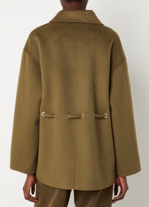 ba&sh Kam mantel in wolblend met steekzakken - achterkant 2 khaki