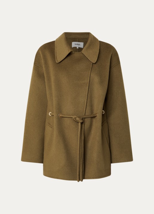 ba&sh Kam mantel in wolblend met steekzakken - voorkant 3 khaki