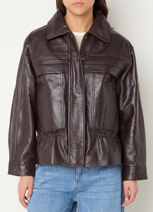 ba&sh Kassia jacket van lamsleer met steekzakken