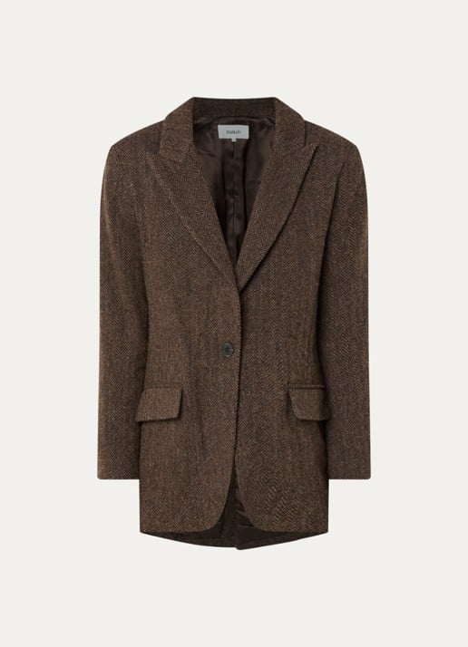 ba&sh Kast blazer in wolblend met paspelzakken - voorkant 3 bruin