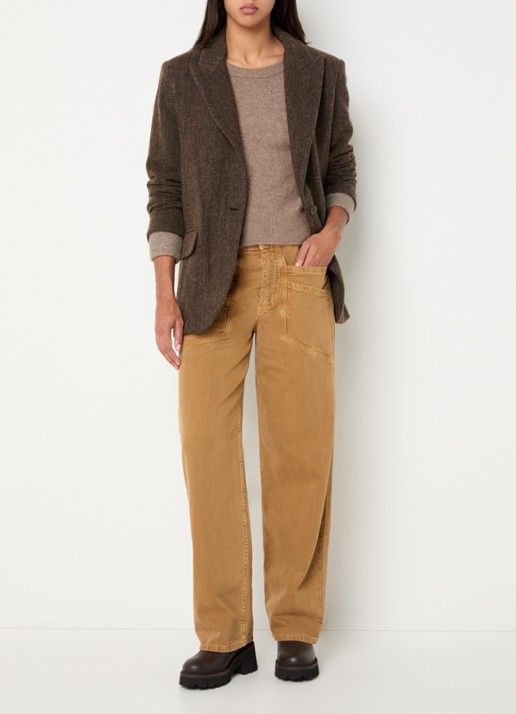 ba&sh Kast blazer in wolblend met paspelzakken - voorkant 4 bruin