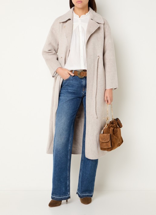 ba&sh Kate trenchcoat in wolblend met steekzakken  - voorkant 2 creme