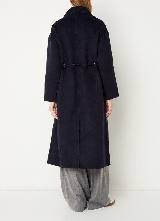 ba&sh Kate trenchcoat in wolblend met steekzakken  - achterkant donkerblauw