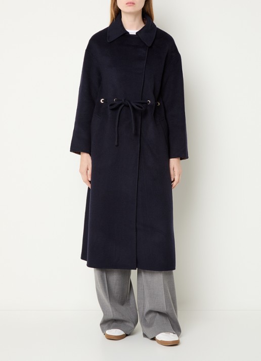 ba&sh Kate trenchcoat in wolblend met steekzakken  - detail 4 donkerblauw