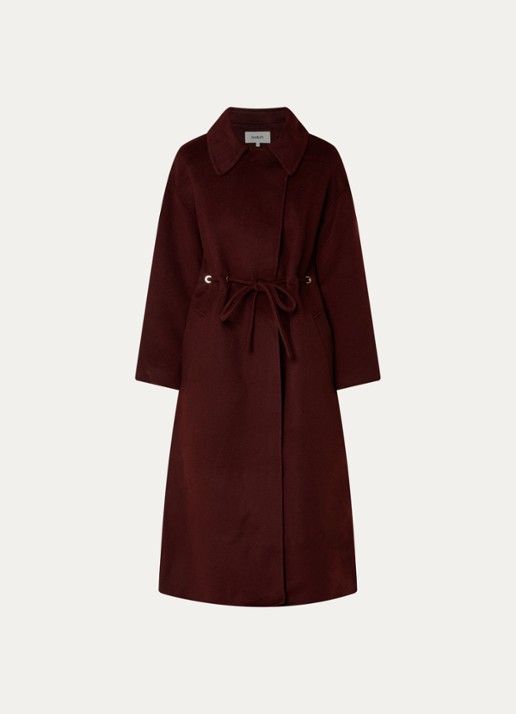 ba&sh Kate trenchcoat in wolblend met steekzakken  - voorkant 3 donkerrood