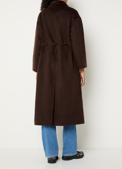 ba&sh Kate trenchcoat in wolblend - achterkant 2 donkerbruin