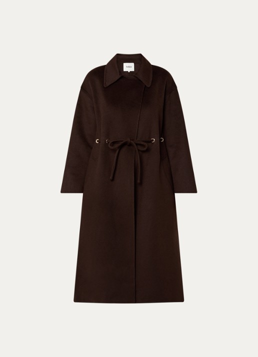 ba&sh Kate trenchcoat in wolblend - voorkant 3 donkerbruin