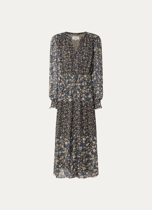 ba&sh Kaxy maxi blousejurk met split - voorkant 2 khaki