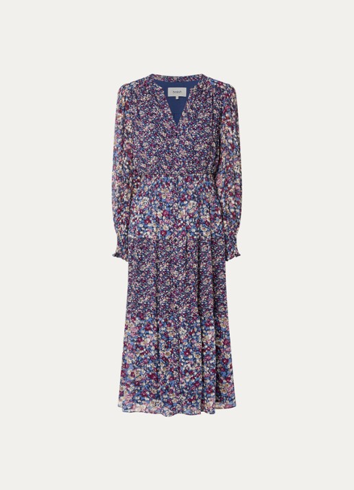 ba&sh Kaxy maxi blousejurk met split - voorkant blauw