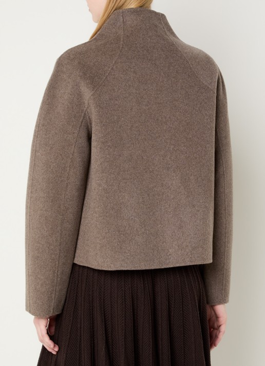 ba&sh Kemelia jack in wolblend met steekzakken - achterkant 4 donkerbeige