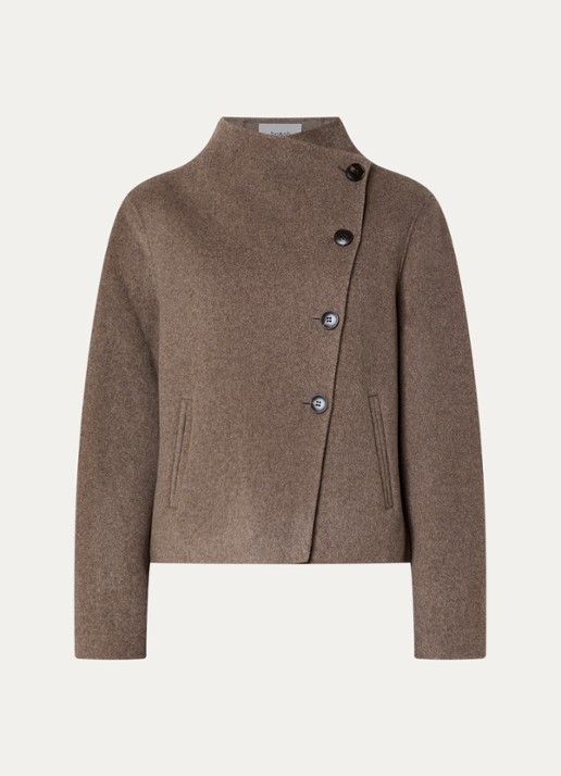 ba&sh Kemelia jack in wolblend met steekzakken - voorkant donkerbeige