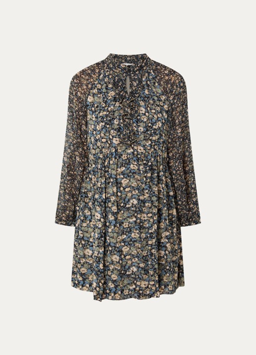 ba&sh Kimia mini tuniekjurk met print - voorkant 2 khaki