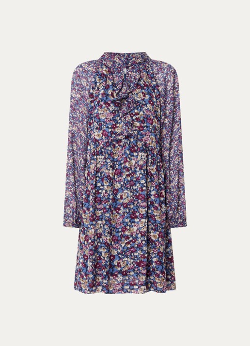 ba&sh Kimia mini tuniekjurk met print - voorkant 2 blauw