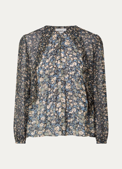 ba&sh Kross tuniek met print en V-hals - voorkant 3 groen