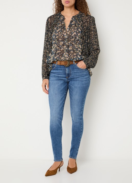 ba&sh Kross tuniek met print en V-hals - voorkant 4 groen
