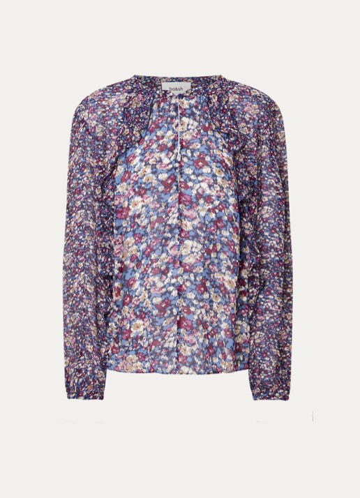 ba&sh Kross tuniek met print en V-hals - voorkant 2 blauw