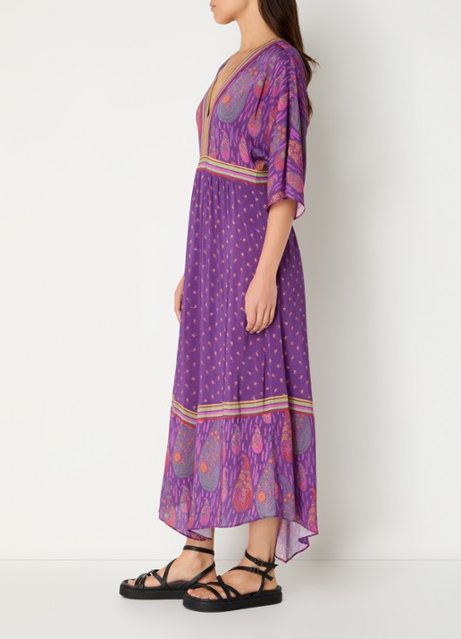 ba&sh Lalo midi tuniekjurk met paisley dessin - voorkant 3 paars