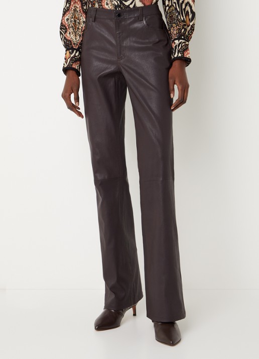 ba&sh Lior low waist flared fit broek van imitatieleer