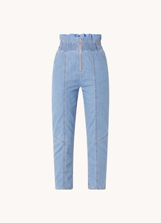 ba&sh Lony high waist cropped slim fit jeans van chambray - voorkant indigo