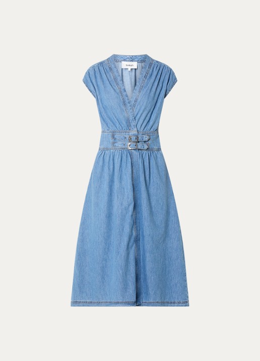 ba&sh Love midi jurk met V-hals - voorkant 3 indigo