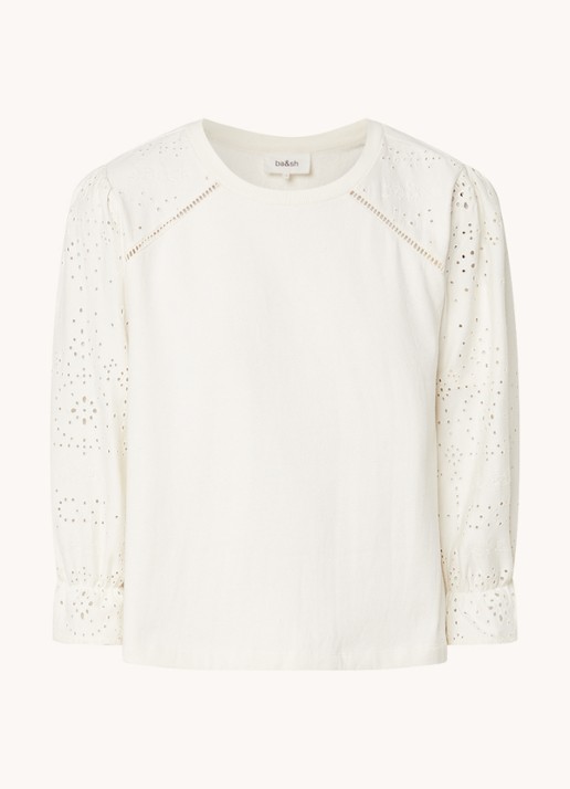 ba&sh Lucas pullover met opengewerkt dessin - voorkant 3 gebroken wit