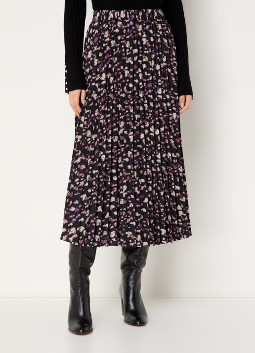 ba&sh Malicia midi plooirok met print