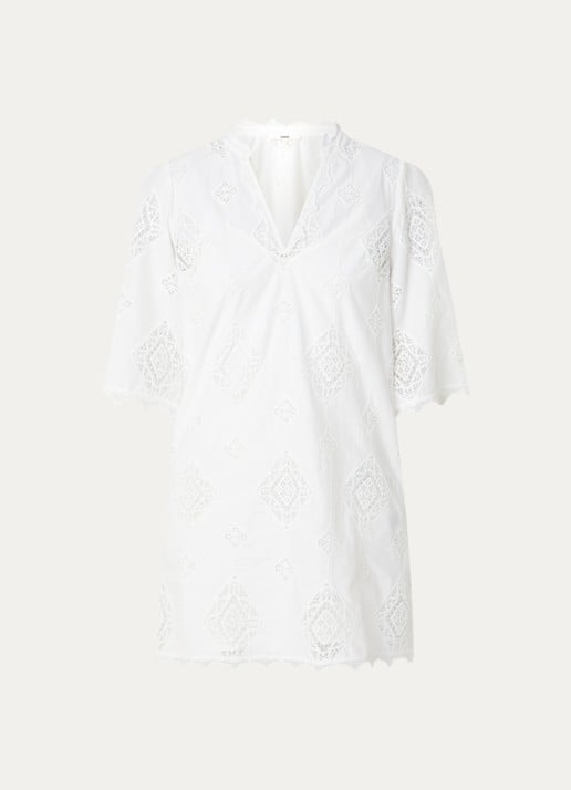 ba&sh Malo mini jurk met broderie - voorkant 2 gebroken wit