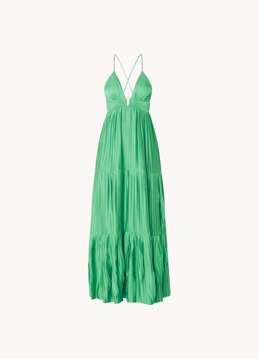Ba&sh Maxi jurk met rugdecolleté  - voorkant groen