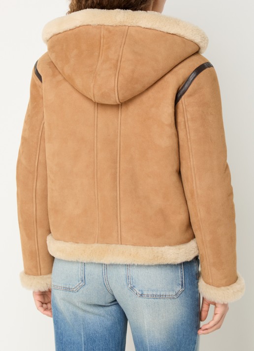 ba&sh Maxou lammy coat van schapenleer met steekzakken - achterkant 3 camel