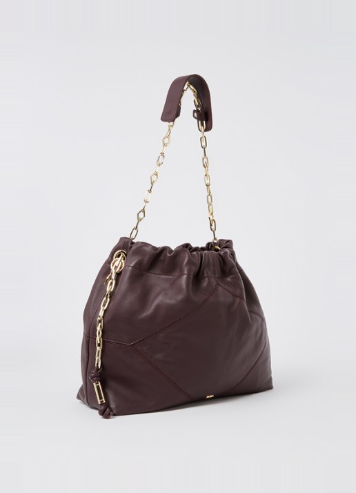 ba&sh Medium schoudertas van lamsleer - achterkant 4 aubergine