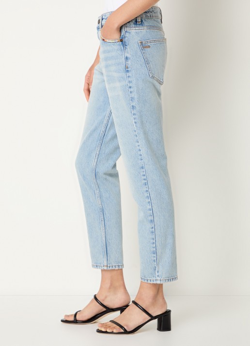 ba&sh Medium waist slim fit cropped jeans met lichte wassing - detail 2 indigo