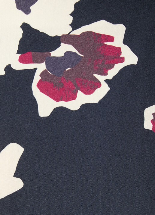 ba&sh Meona midi rok met bloemenprint en split - detail 2 donkerblauw