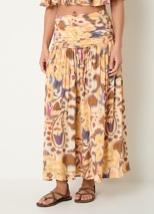 ba&sh Miacoma maxi rok met print en smockwerk