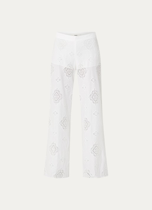 ba&sh Mike low waist straight fit broek met broderie - voorkant 3 gebroken wit