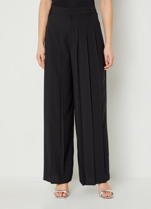 ba&sh Miley high waist loose fit pantalon met plooien - detail 4 zwart