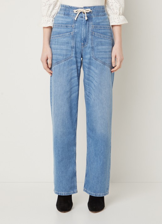 ba&sh Mima high waist straight leg jeans met medium wassing - detail 2 indigo