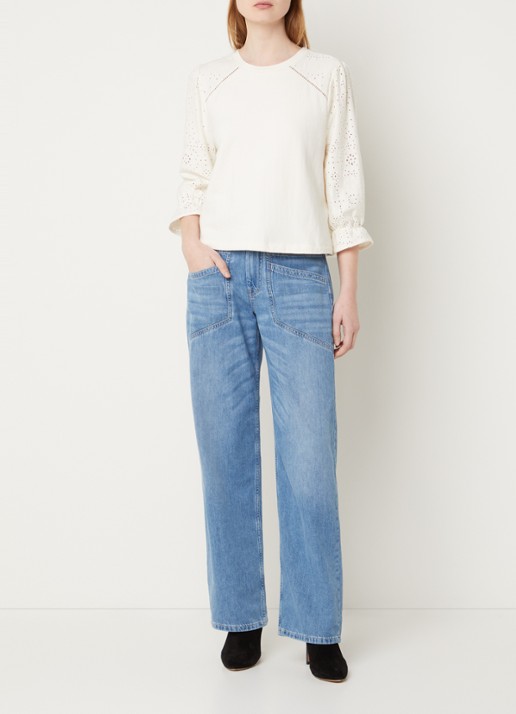ba&sh Mima high waist straight leg jeans met medium wassing - voorkant 4 indigo